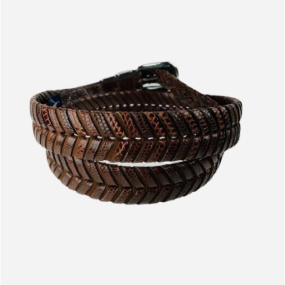 MEZLAN "AO2794" Brown All-Over Genuine Lizard Belt - Picture 4 of 11